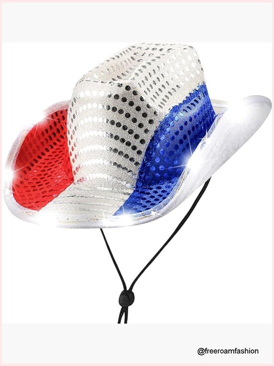 Light Up Cowboy Hat with Sequins for Women Men - Western Party Hat